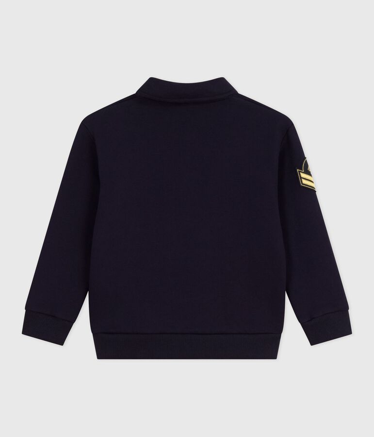 Sweatshirt esprit polo enfant en coton uni bleu