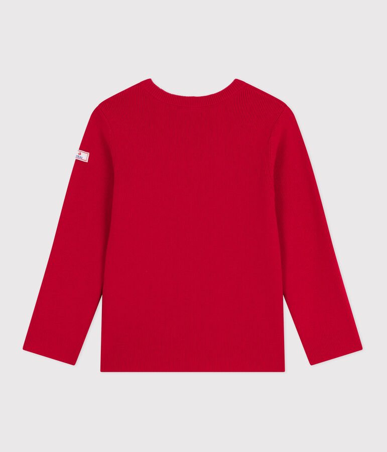Pull enfant en laine et coton uni rouge POMPEI