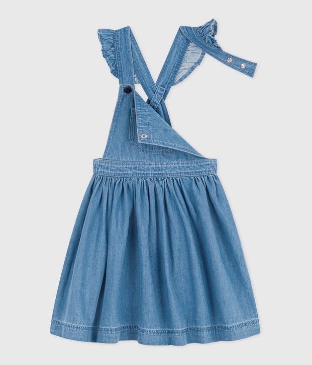 Robe salopette enfant en coton bleu