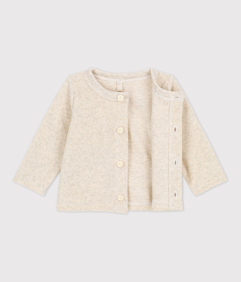 Cardigan en velours b&eacute;b&eacute; en coton beige MONTELIMAR CHINE