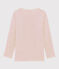 Tee-shirt manches longues milleraies petite fille en laine et coton rose CHARME/blanc MARSHMALLOW