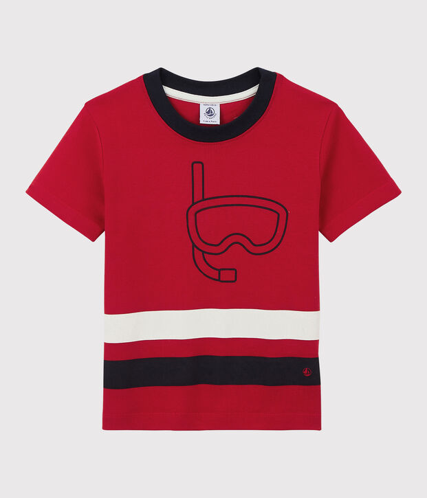 Tee-shirt manches courtes en coton enfant gar&ccedil;on rouge