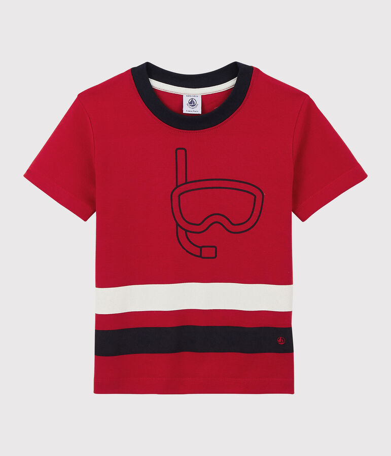 Tee-shirt manches courtes en coton enfant gar&ccedil;on rouge