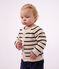Cardigan b&eacute;b&eacute; en coton &agrave; rayures &eacute;cru/bleu