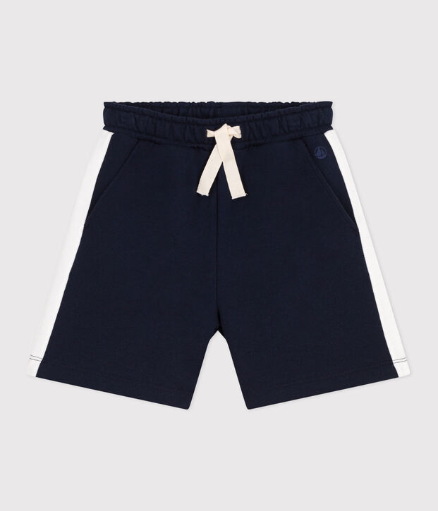 Bermuda short enfant en coton uni bleu