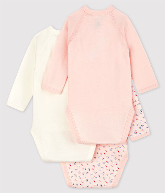 Lot de 3 bodies croisés manches longues bébé en coton biologique variante 1