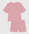 Pyjama short femme en coton à rayures rose ROSEWOOD/ MARSHMALLOW
