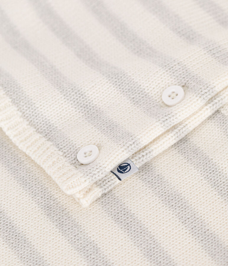 Ensemble b&eacute;b&eacute; deux pi&egrave;ces en tricot laine et coton blanc MARSHMALLOW/ MONTELIMAR