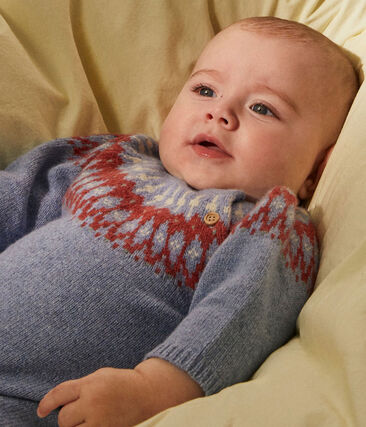 PETIT BATEAU - Combinaison longue jacquard bébé en tricot laine et coton