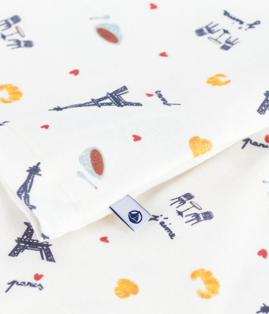 Pyjama short enfant en coton imprimé Paris blanc MARSHMALLOW/blanc MULTICO