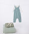 Ensemble naissance salopette et body brodé en coton vert PAUL