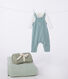 Ensemble naissance salopette et body brodé en coton