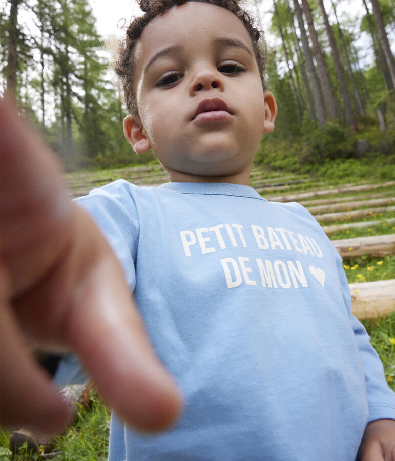 Tee-shirt manches longues en jersey b&eacute;b&eacute; bleu AZUL