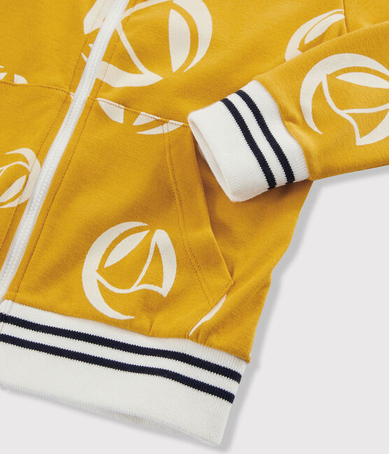 Sweatshirt zippé enfant garçon. jaune BOUDOR/blanc MARSHMALLOW