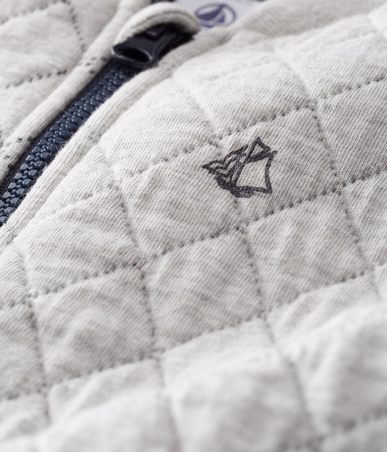 Cardigan b&eacute;b&eacute; gar&ccedil;on en tubique matelass&eacute; gris