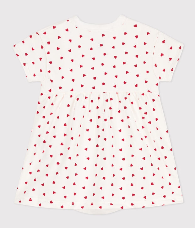 Robe en molleton b&eacute;b&eacute; avec body int&eacute;gr&eacute; blanc/rouge