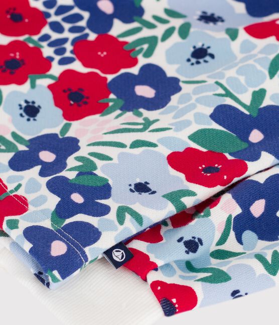 Sweatshirt enfant en coton imprimé fleurs blanc MARSHMALLOW/blanc MULTICO