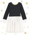 Robe bi-matière brillante bleu SMOKING/jaune DORE