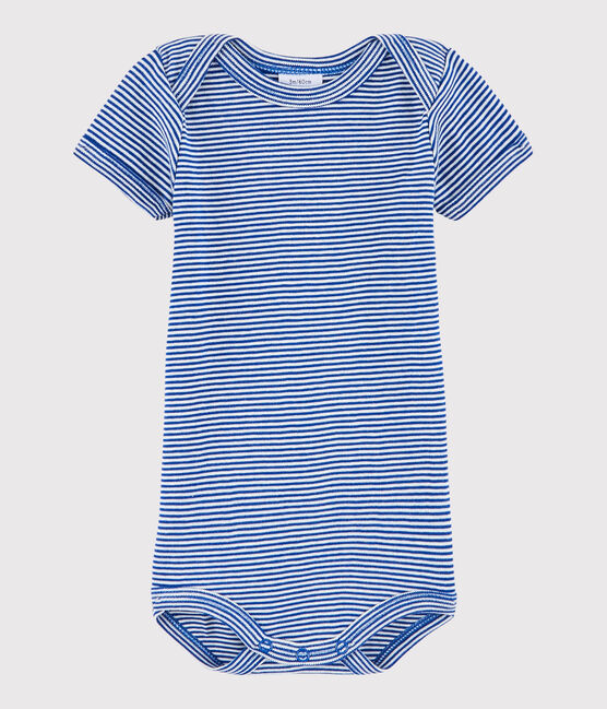Body manches courtes bébé garçon bleu SURF/blanc LAIT