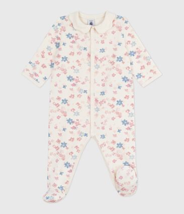 Pyjama bébé en molleton gratté avec col pétale imprimé fleuri