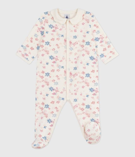 Pyjama bébé en molleton gratté avec col pétale imprimé fleuri MILK/ MULTICO