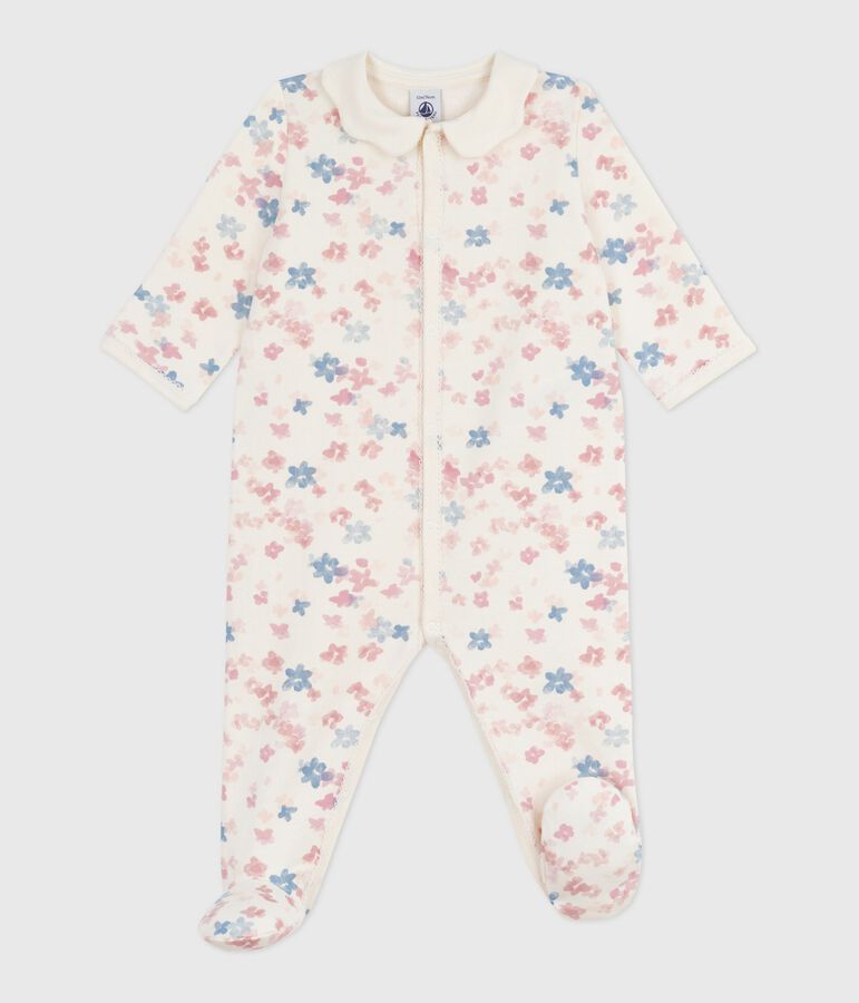 Pyjama b&eacute;b&eacute; en molleton gratt&eacute; avec col p&eacute;tale imprim&eacute; fleuri MILK/ MULTICO