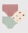 Lot de 3 culottes taille haute cœur en coton enfant variante 1