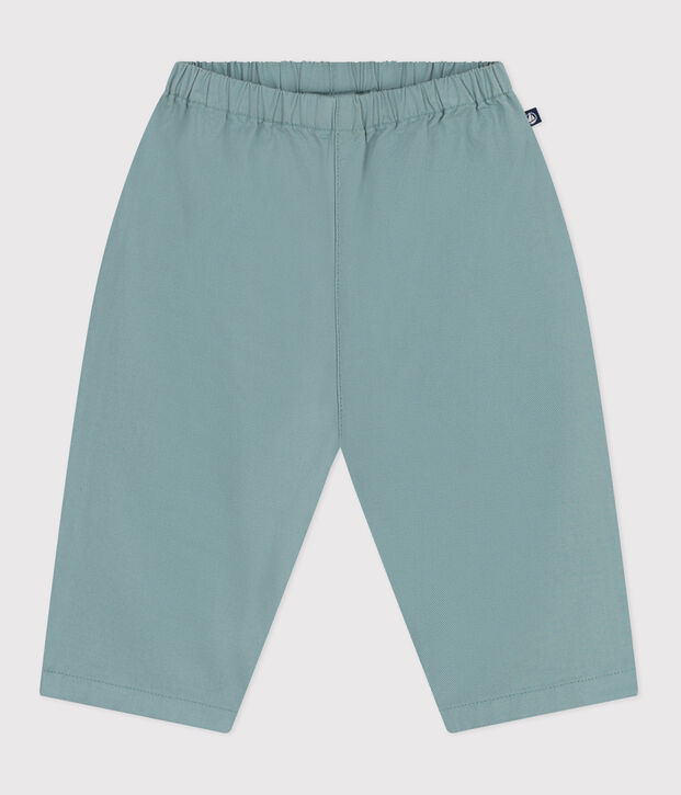 Pantalon b&eacute;b&eacute; en coton et lin uni vert
