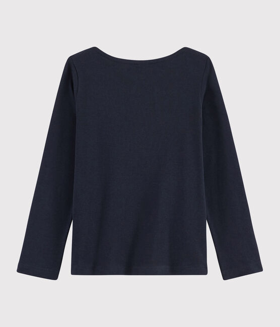 Tee-shirt sérigraphié enfant fille bleu SMOKING