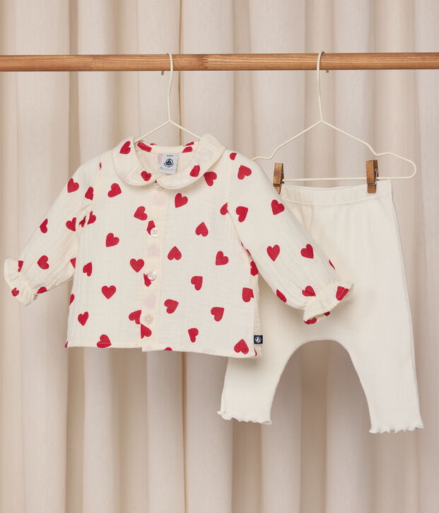 Ensemble 2 pi&egrave;ces long b&eacute;b&eacute; en coton, blouse imprim&eacute;e et legging multicouleur
