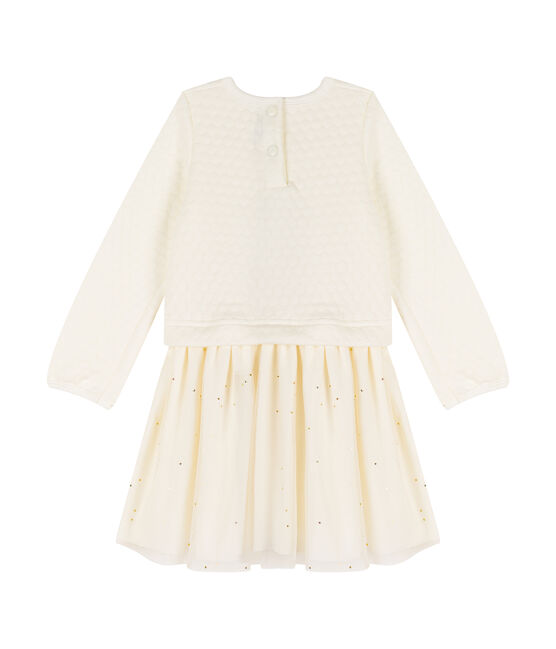 Robe bi-matière enfant fille blanc MARSHMALLOW
