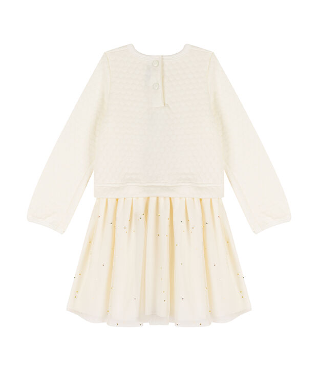 Robe bi-mati&egrave;re enfant fille blanc