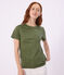 Tee-shirt femme en coton manches courtes uni vert