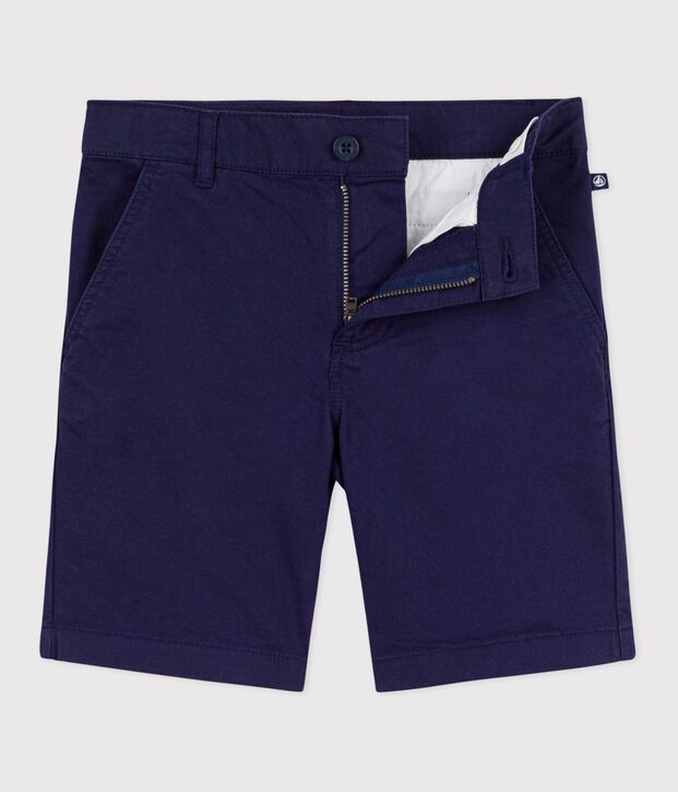 Bermuda short enfant en coton uni bleu marine