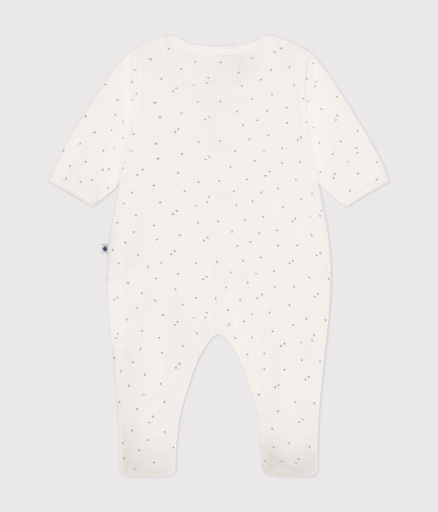 Pyjama en coton b&eacute;b&eacute; blanc/gris