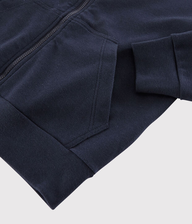 Sweatshirt zipp&eacute; &agrave; capuche en coton enfant gar&ccedil;on bleu marine