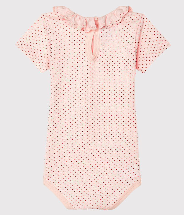 Body b&eacute;b&eacute; fille &agrave; collerette rose/rose