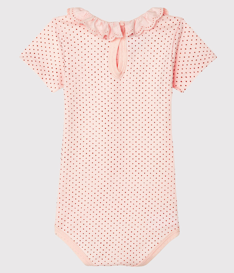 Body b&eacute;b&eacute; fille &agrave; collerette rose/rose