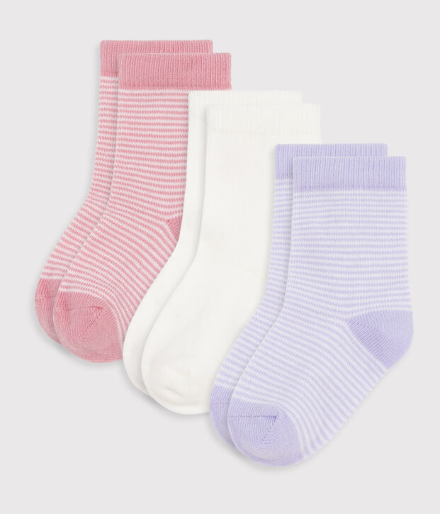 3 paires de chaussettes b&eacute;b&eacute; en coton milleraie multicouleur