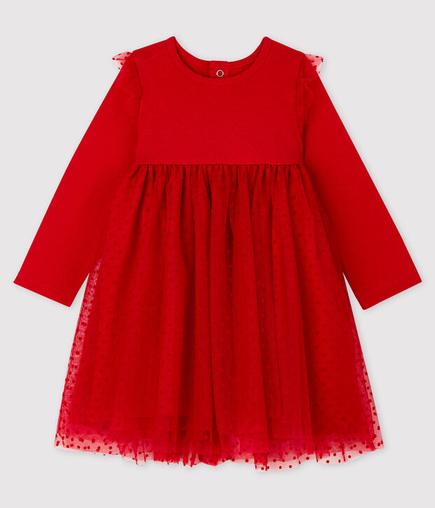 Robe manches longues b&eacute;b&eacute; fille rouge