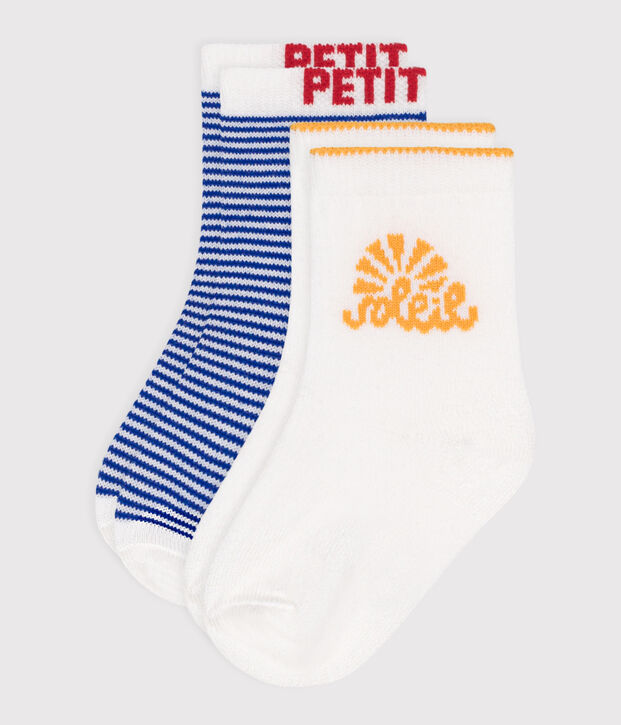 2 paires de chaussettes b&eacute;b&eacute; en coton &agrave; rayures multicouleur