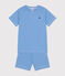 Pyjama short rayé en coton enfant DELPHINIUM/ MARSHMALLOW