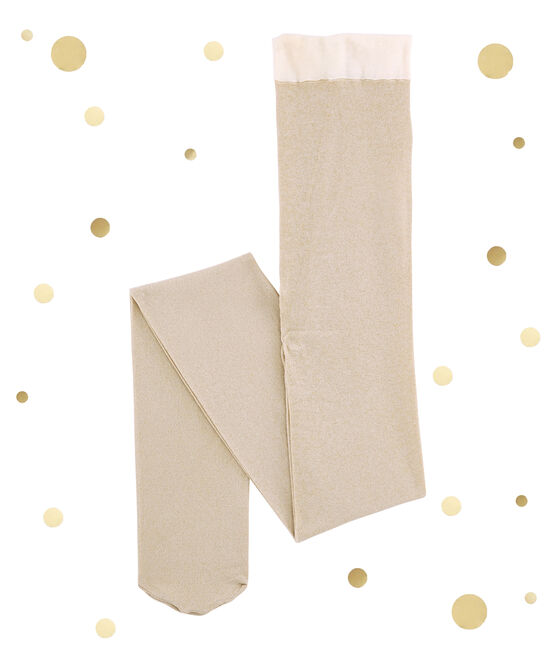 Collant enfant fille microfibre blanc MARSHMALLOW/jaune DORE