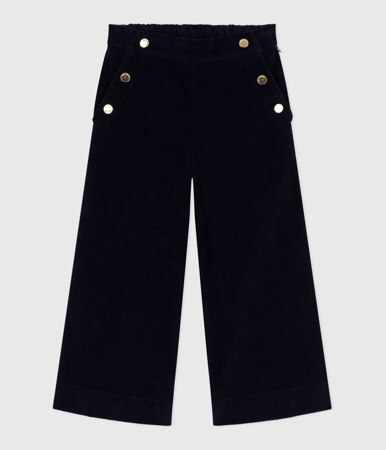 Pantalon enfant en velours uni bleu SMOKING