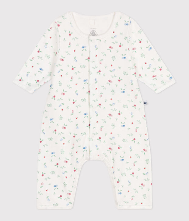 Bodyjama b&eacute;b&eacute; en coton sans pieds fruits blanc/multicouleur