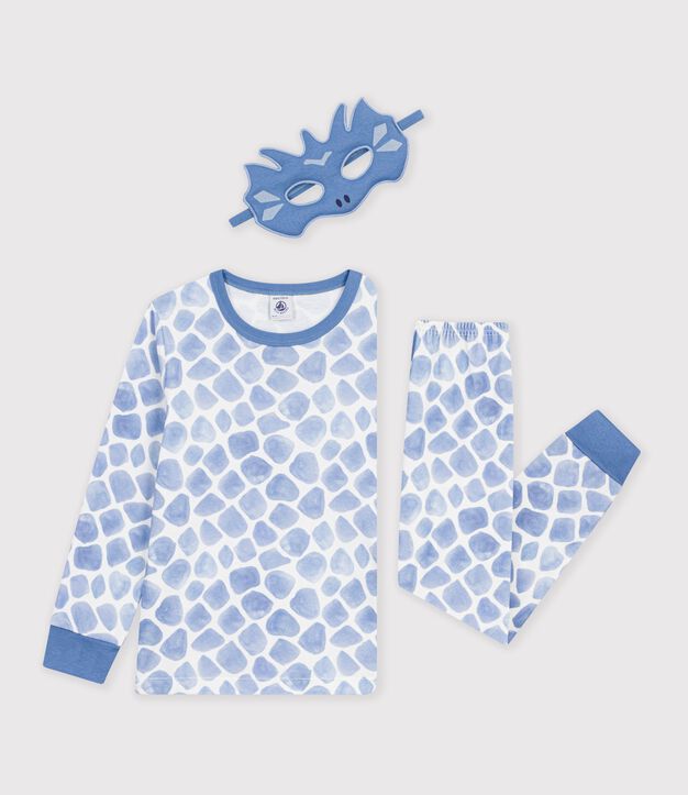 Pyjama d&eacute;guisement dragon enfant en coton bleu/bleu