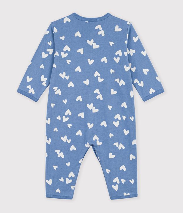 Pyjama b&eacute;b&eacute; en coton sans pieds imprim&eacute; c&oelig;urs bleu/blanc