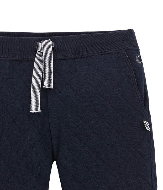 Pantalon gar&ccedil;on en tubique matelass&eacute; bleu marine