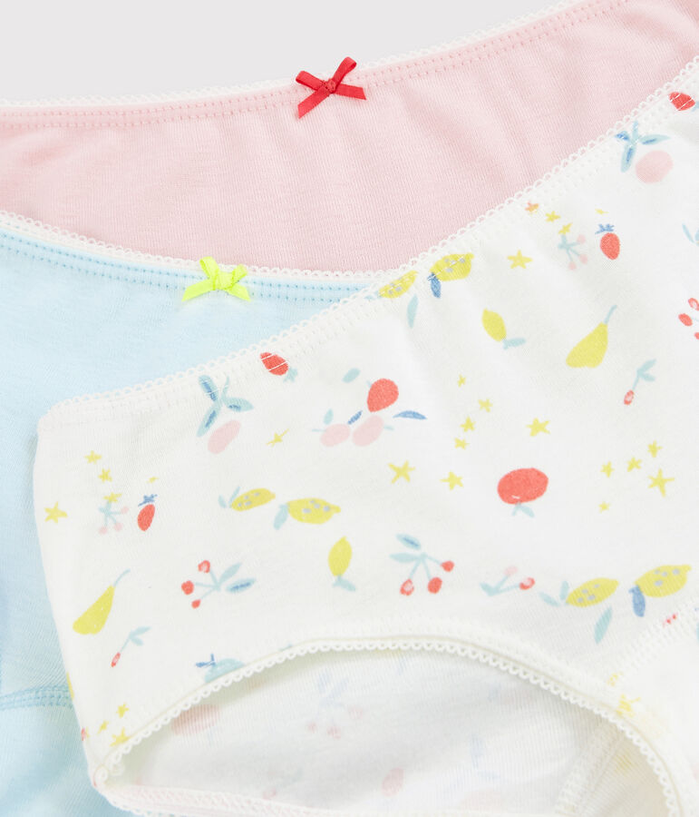 Lot de 3 shorties imprim&eacute; fruits petite fille en coton biologique multicouleur