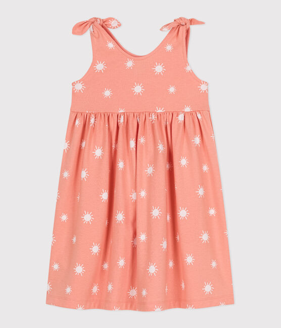 Robe sans manches enfant en coton imprimé orange ABRICOT/ MARSHMALLOW